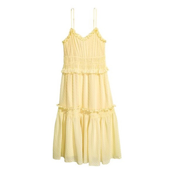 H&M Yellow Ruffle Choupette Chiffon Midi Dress - Picture 8 of 9
